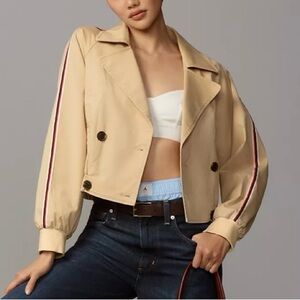 Maeve Double-Breasted Cropped Trench Coat .
